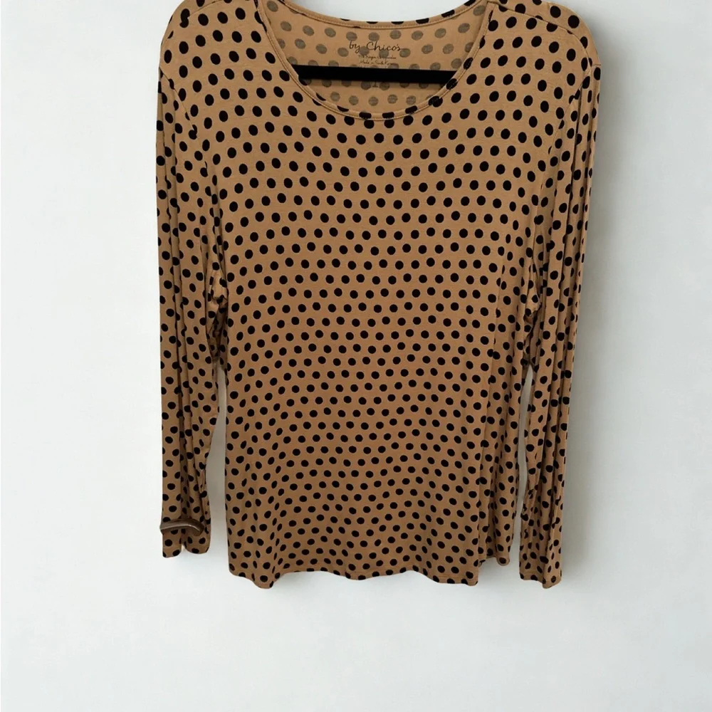 Chico’s Women’s Polka Dot Long Sleeve Top - Picture 1 of 4
